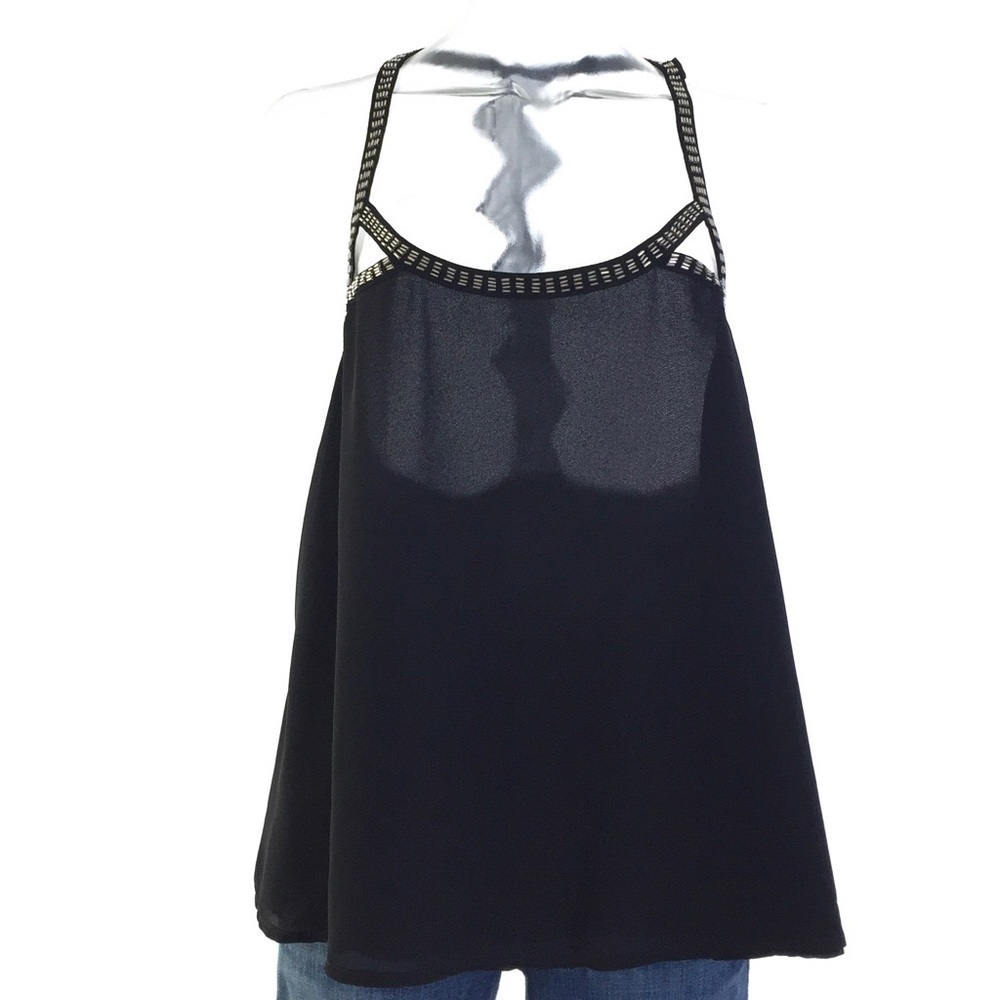 LF x Millau Black Beaded Tank Lace Back Tank Top S